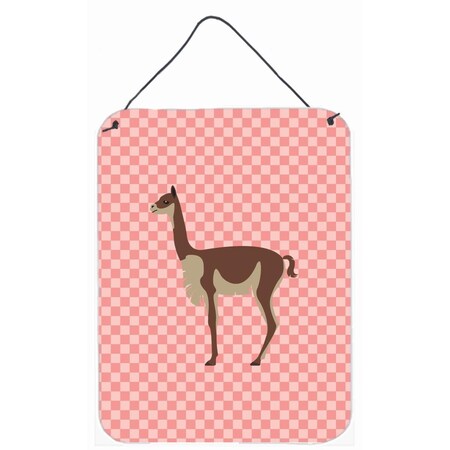 Carolines Treasures Vicugna or Vicuna Pink Check Wall or Door Hanging Prints BB7917DS1216